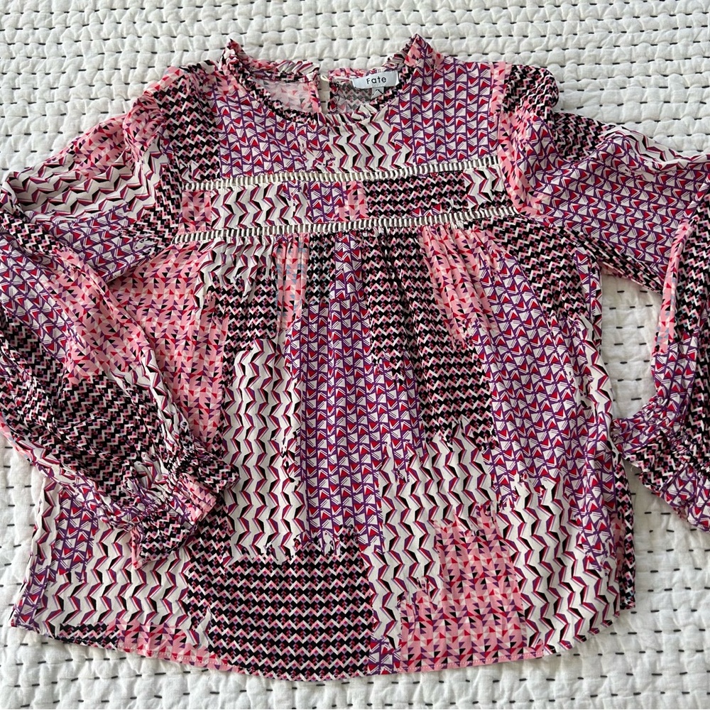 Pink and Black Patterned Blouse